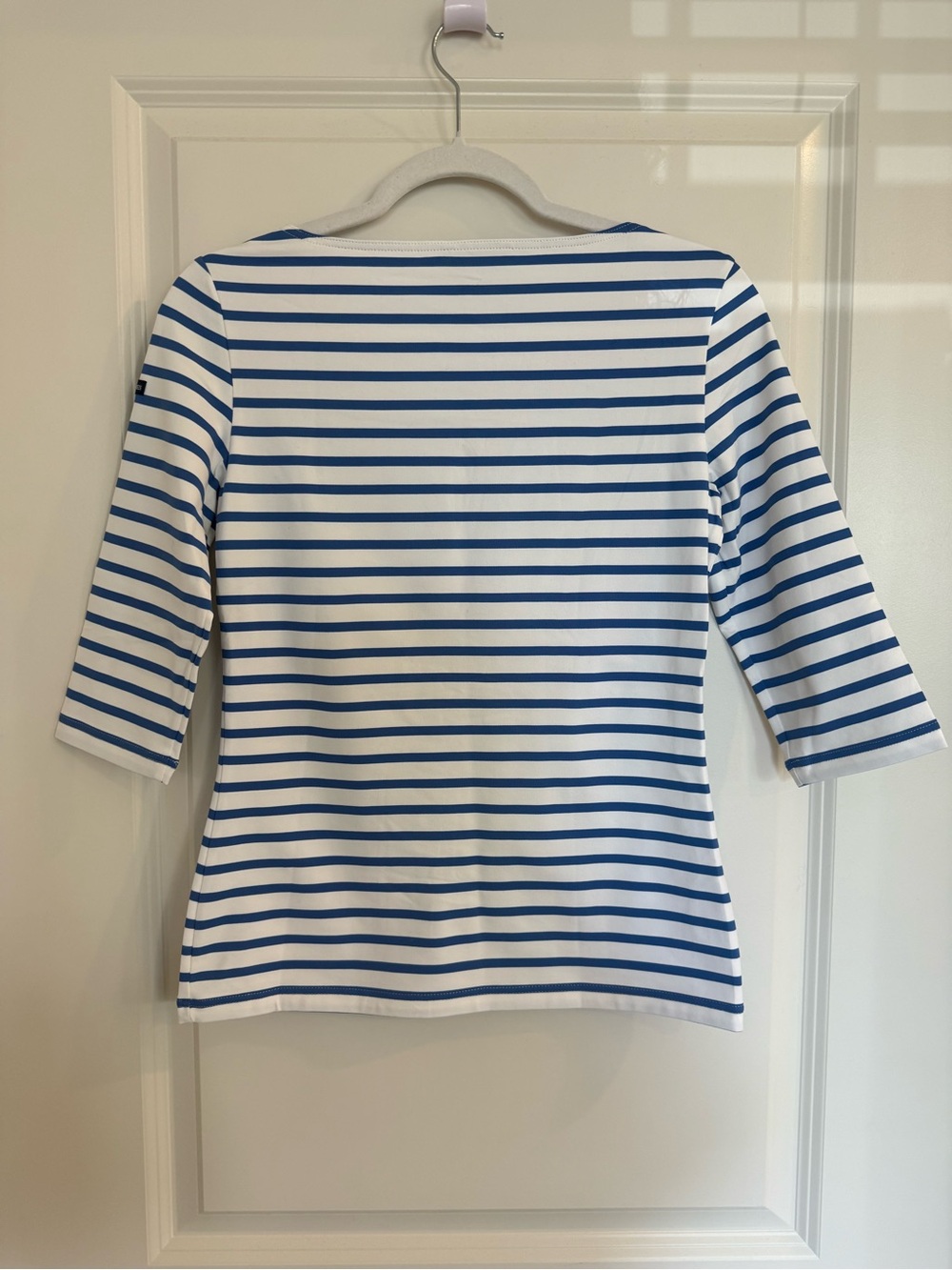Saint James Blue & White Breton Stripe Boatneck 3/4 Sleeve Top - Picture 2 of 7